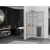 Mexen Kioto+ L Duschwand mit Ablage Walk-in 100 x 200 cm, schwarzes Muster, gebürstetes Kupfer - 800-100-123-65-78