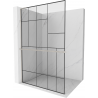 Mexen Kioto+ L Duschwand mit Regal Walk-in 80 x 200 cm, schwarzes Muster, gebürsteter Nickel - 800-080-123-97-78