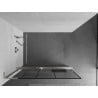 Mexen Kioto+ L Duschwand mit Regal Walk-in 110 x 200 cm, schwarzes Muster, gebürsteter Nickel - 800-110-123-97-78