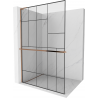 Mexen Kioto+ L Duschwand mit Regal Walk-in 70 x 200 cm, schwarzes Muster, Roségold - 800-070-123-60-78