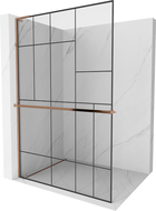Mexen Kioto+ L Duschwand mit Ablage Walk-in 100 x 200 cm, schwarzes Muster, Roségold - 800-100-123-60-78