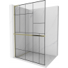 Mexen Kioto+ L Duschwand mit Regal Walk-in 110 x 200 cm, schwarzes Muster, Gold - 800-110-123-50-78