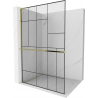 Mexen Kioto+ L Duschwand mit Regal Walk-in 120 x 200 cm, schwarzes Muster, Gold - 800-120-123-50-78