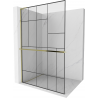 Mexen Kioto+ L Duschwand mit Regal Walk-in 120 x 200 cm, schwarzes Muster, gold