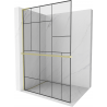 Mexen Kioto+ L Duschwand mit Ablage Walk-in 120 x 200 cm, schwarzes Muster, gebürstetes Gold - 800-120-123-55-78
