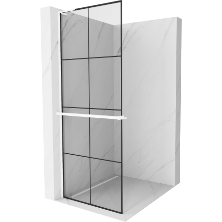 Mexen Kioto+ L Duschwand mit Regal Walk-in 80 x 200 cm, schwarzes Gitter, weiß - 800-080-123-20-77