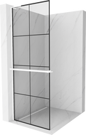 Mexen Kioto+ L Duschwand mit Regal Walk-in 80 x 200 cm, schwarzes Gitter, weiß - 800-080-123-20-77