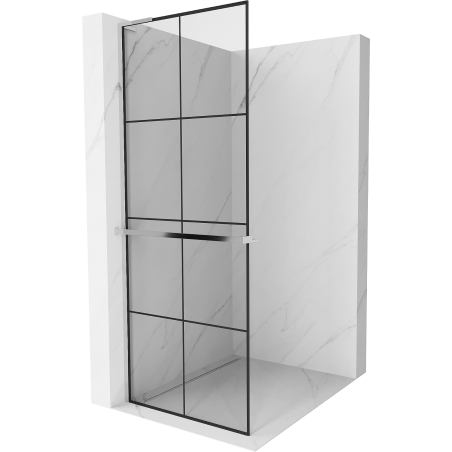 Mexen Kioto+ L Duschwand mit Regal Walk-in 70 x 200 cm, schwarzes Gitter, Chrom - 800-070-123-01-77