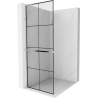 Mexen Kioto+ L Duschwand mit Regal Walk-in 70 x 200 cm, schwarzes Gitter, Chrom - 800-070-123-01-77