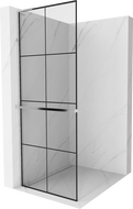 Mexen Kioto+ L Duschwand mit Regal Walk-in 80 x 200 cm, schwarzes Gitter, Chrom - 800-080-123-01-77