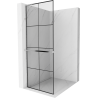 Mexen Kioto+ L Duschwand mit Regal Walk-in 90 x 200 cm, schwarzes Gitter, Chrom - 800-090-123-01-77
