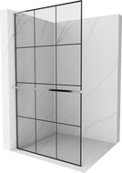 Mexen Kioto+ L Duschwand mit Ablage Walk-in 100 x 200 cm, schwarzes Raster, Chrom - 800-100-123-01-77