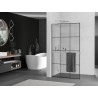 Mexen Kioto+ L Duschwand mit Ablage Walk-in 100 x 200 cm, schwarzes Raster, Chrom - 800-100-123-01-77