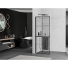 Mexen Kioto+ L Duschwand mit Ablage Walk-in 90 x 200 cm, schwarzes Gitter, schwarz - 800-090-123-70-77