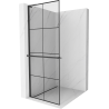 Mexen Kioto+ L Duschwand mit Ablage Walk-in 90 x 200 cm, schwarzes Gitter, schwarz - 800-090-123-70-77