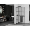 Mexen Kioto+ L Duschwand mit Ablage Walk-in 100 x 200 cm, schwarzes Gitter, schwarz - 800-100-123-70-77