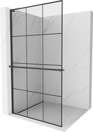 Mexen Kioto+ L Duschwand mit Regal Walk-in 120 x 200 cm, schwarzes Gitter, schwarz - 800-120-123-70-77