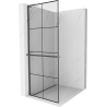 Mexen Kioto+ L Duschwand mit Ablage Walk-in 90 x 200 cm, schwarzes Raster, gebürstetes Gun Gray - 800-090-123-66-77