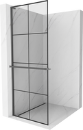Mexen Kioto+ L Duschwand mit Regal Walk-in 70 x 200 cm, schwarzes Gitter, Gun Metal - 800-070-123-95-77