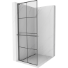 Mexen Kioto+ L Duschwand mit Ablage Walk-in 80 x 200 cm, schwarzes Gitter, Gun-Metal - 800-080-123-95-77