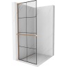 Mexen Kioto+ L Duschwand mit Regal Walk-in 70 x 200 cm, schwarzes Gitter, gebürstetes Kupfer - 800-070-123-65-77