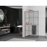 Mexen Kioto+ L Duschwand mit Regal Walk-in 100 x 200 cm, schwarzes Gitter, gebürstetes Kupfer - 800-100-123-65-77