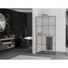 Mexen Kioto+ L Duschwand mit Regal Walk-in 120 x 200 cm, schwarzes Gitter, gebürstetes Kupfer - 800-120-123-65-77