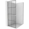 Mexen Kioto+ L Duschwand mit Ablage Walk-in 90 x 200 cm, schwarzes Gitter, gebürstetes Nickel - 800-090-123-97-77