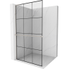 Mexen Kioto+ L Duschwand mit Regal Walk-in 100 x 200 cm, schwarzes Gitter, gebürstetes Nickel - 800-100-123-97-77
