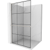 Mexen Kioto+ L Duschwand mit Ablage Walk-in 110 x 200 cm, schwarzes Gitter, gebürsteter Nickel - 800-110-123-97-77
