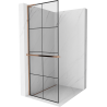 Mexen Kioto+ L Duschwand mit Regal Walk-in 70 x 200 cm, schwarzes Gitter, Roségold - 800-070-123-60-77