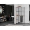 Mexen Kioto+ L Duschwand mit Ablage Walk-in 110 x 200 cm, schwarzes Gitter, Roségold - 800-110-123-60-77
