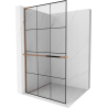 Mexen Kioto+ L Duschwand mit Regal Walk-in 120 x 200 cm, schwarzes Gitter, Roségold - 800-120-123-60-77