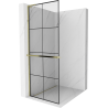 Mexen Kioto+ L Duschwand mit Regal Walk-in 70 x 200 cm, schwarzes Gitter, gold - 800-070-123-50-77