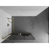 Mexen Kioto+ L Duschwand mit Ablage Walk-in 100 x 200 cm, schwarz kariert, gold - 800-100-123-50-77