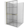 Mexen Kioto+ L Duschwand mit Regal Walk-in 110 x 200 cm, schwarzes Gitter, golden - 800-110-123-50-77
