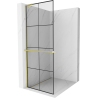 Mexen Kioto+ L Duschwand mit Ablage Walk-in 70 x 200 cm, schwarzes Gitter, gebürstetes Gold - 800-070-123-55-77