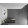 Mexen Kioto+ L Duschwand mit Regal Walk-in 90 x 200 cm, schwarzes Gitter, gebürstetes Gold - 800-090-123-55-77