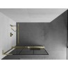 Mexen Kioto+ L Duschwand mit Regal Walk-in 100 x 200 cm, schwarzes Gitter, gebürstet Gold - 800-100-123-55-77