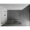 Mexen Kioto+ L Duschwand mit Ablage Walk-in 110 x 200 cm, schwarzes Gitter, gold gebürstet - 800-110-123-55-77