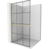 Mexen Kioto+ L Duschwand mit Ablage Walk-in 110 x 200 cm, schwarzes Gitter, gold gebürstet - 800-110-123-55-77