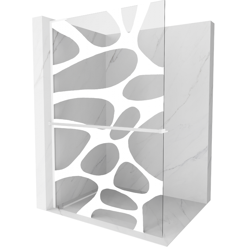 Mexen Kioto+ L Duschwand mit Regal Walk-in 80 x 200 cm, weiße Welle, weiß - 800-080-123-20-97