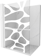 Mexen Kioto+ L Duschwand mit Regal Walk-in 90 x 200 cm, weiße Welle, weiß - 800-090-123-20-97