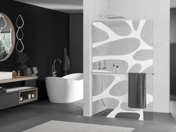 Mexen Kioto+ L Duschwand mit Regal Walk-in 70 x 200 cm, weiße Welle, Chrom - 800-070-123-01-97