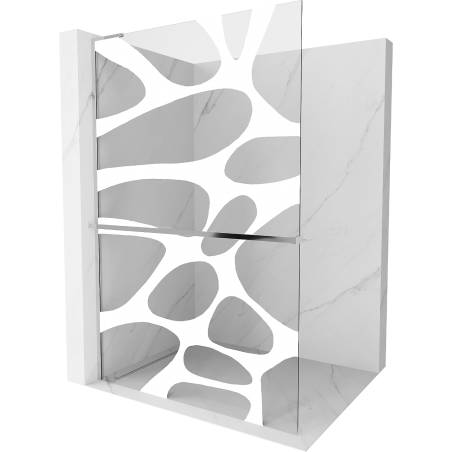 Mexen Kioto+ L Duschwand mit Regal Walk-in 70 x 200 cm, weiße Welle, Chrom - 800-070-123-01-97