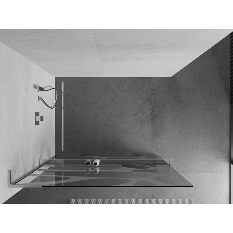 Mexen Kioto+ L Duschwand mit Regal Walk-in 110 x 200 cm, weiße Welle, Chrom - 800-110-123-01-97