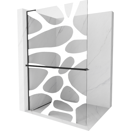 Mexen Kioto+ L Duschwand mit Regal Walk-in 70 x 200 cm, weiße Welle, schwarz - 800-070-123-70-97