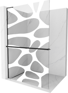 Mexen Kioto+ L Duschwand mit Regal Walk-in 90 x 200 cm, weiße Welle, schwarz - 800-090-123-70-97