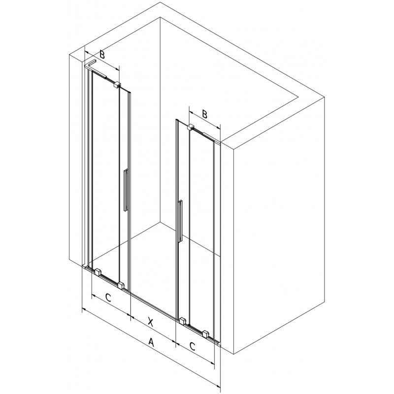 Mexen Velar L Duo Schiebetür Dusche 180 cm, mattiert, Roségold - 871-180-003-32-60