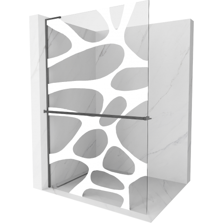 Mexen Kioto+ L Duschwand mit Regal Walk-in 70 x 200 cm, weiße Welle, gun gray gebürstet - 800-070-123-66-97